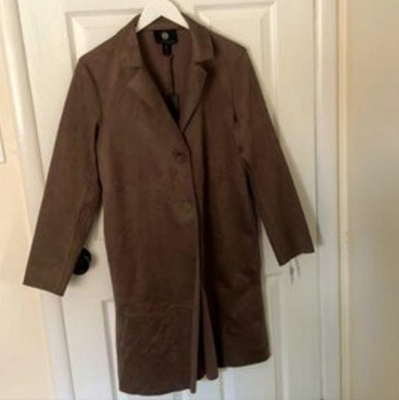 House of Harlow Faux Suede Brown Coat - Picture 5 of 6